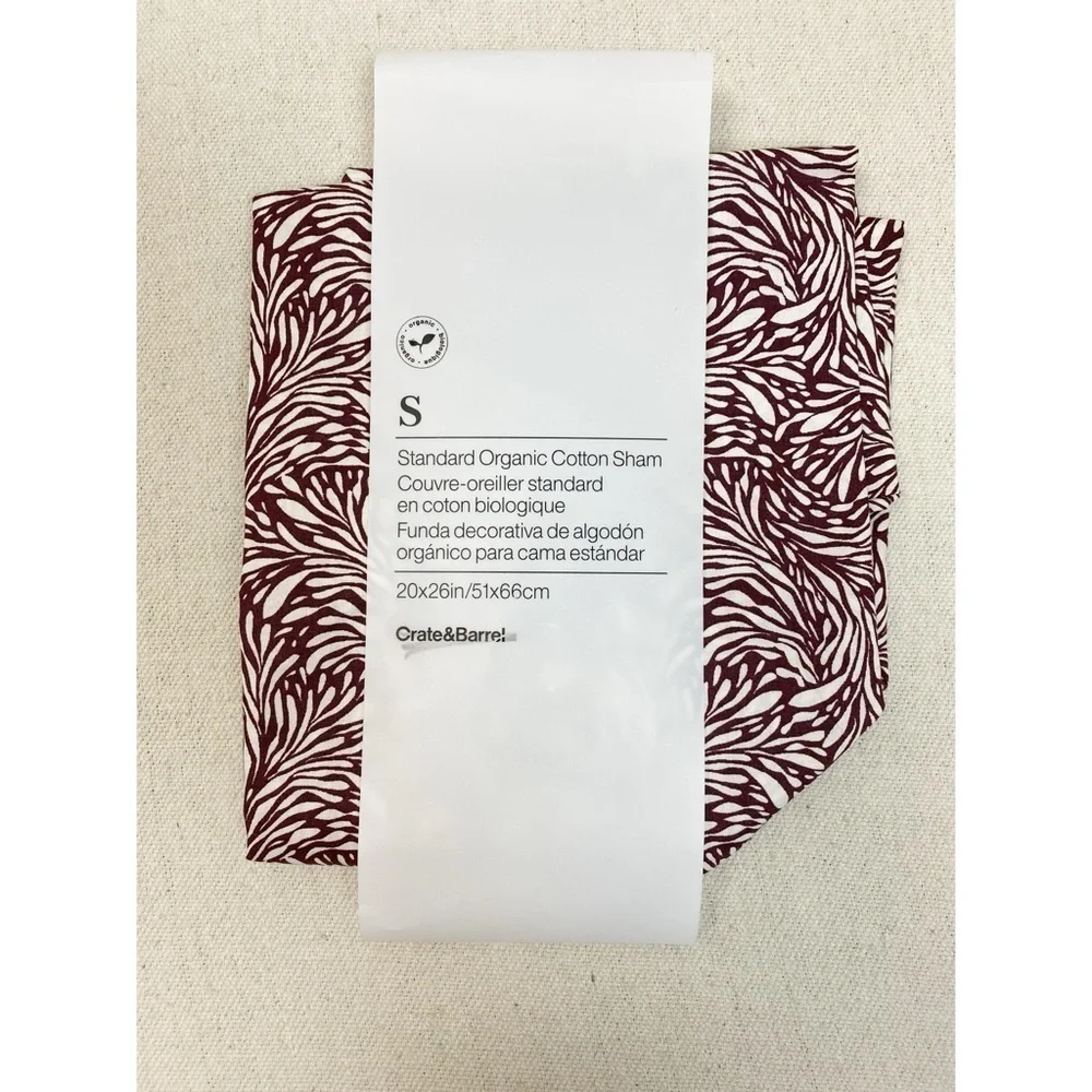 Crate & Barrel Ellio Plum Organic Cotton Standard pillow sham NWT
